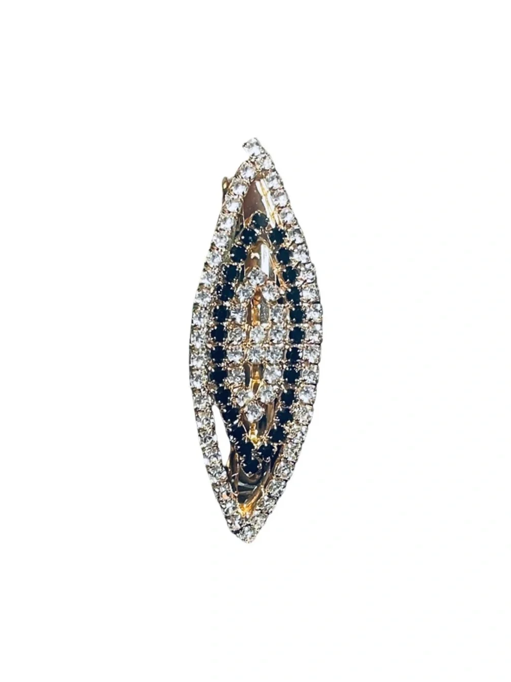 Chic Gold and Silver Black Clear Rhinestone Hair Clip 3.0”FINAL PRICE DROP